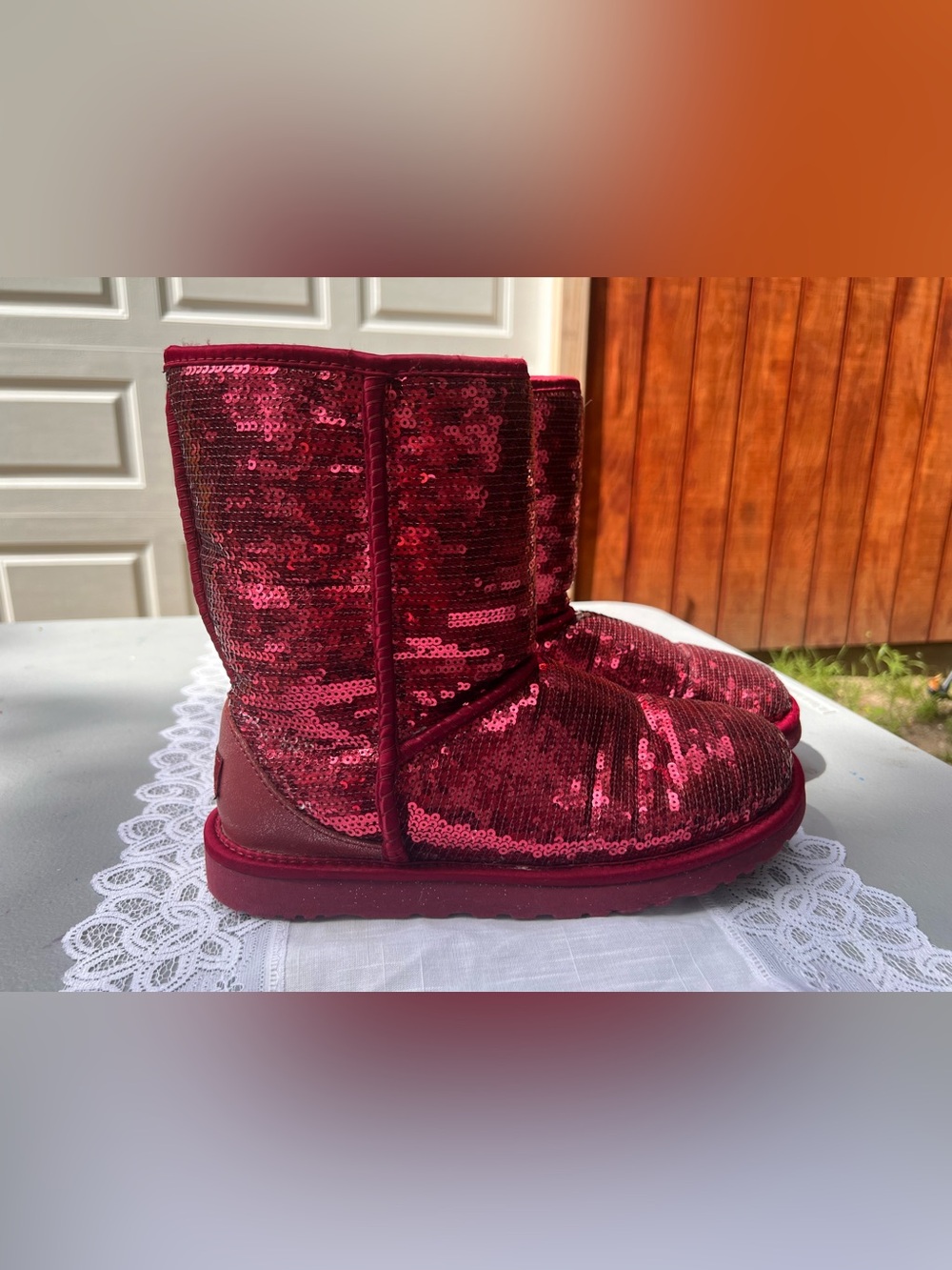 UGG Women's Sequined Short Boot in Red - Picture 3 of 6